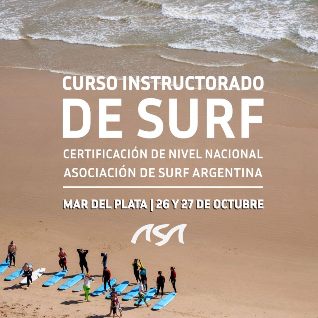 La Asociación de Surf Argentina organiza el Curso de Instructor Nacional de Surf. El curso está destinado a personas interesadas en enseñar el deporte, instructores en actividad, docentes y referentes de escuelas de Surf. Quienes hayan realizado el curso en años anteriores podrán revalidar el título.